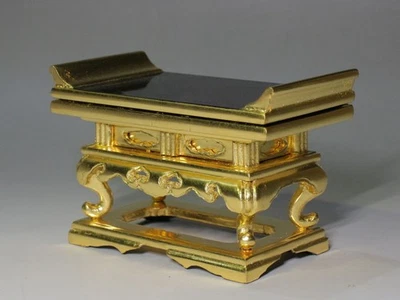 [Y] Mesa de altar budista japonesa "MAEJYOKU" folha de ouro madeira esculpida à mão - Imagem 1 de 4