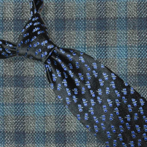 Corbata Charvet para hombre 100 % seda negra con mariposas azules - Imagen 1 de 9