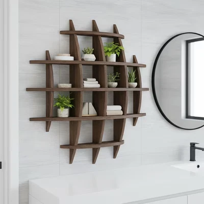 Vintage Wall-Mounted Tea Cup Display Rack - Multi-Tier Space-Saving Organizer - Image 1 of 4