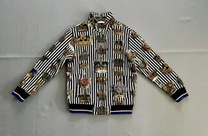 DOLCE & GABBANA Kids BOYS BLACK & WHITE STRIPED ROYAL CROWN JACKET SZ 6 Preloved - Picture 1 of 9