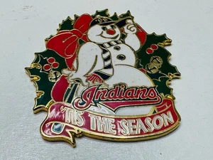 Spilla bavero Cleveland Indians pupazzo di neve gelido 1999 questa stagione auguri Natale - Foto 1 di 2