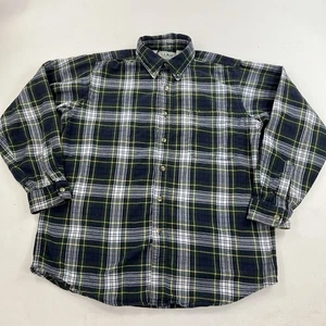 Vintage LL Bean Made USA Flanell Button Down Hemd grün blau kariert Größe Medium - Bild 1 von 10