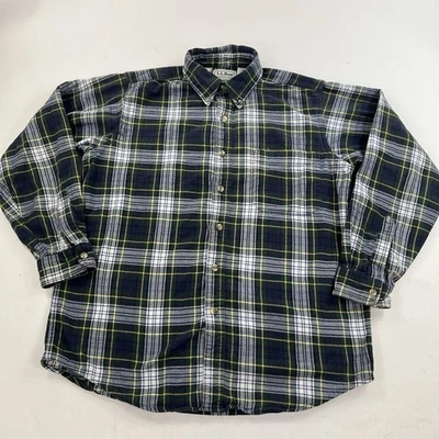 Vintage LL Bean Made USA Flannel Button Down Shirt Green Blue Plaid Size Medium - Image 1 of 4