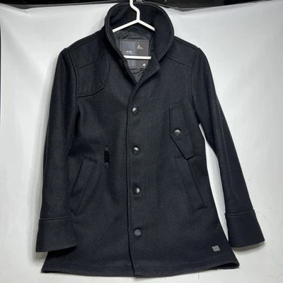 G-Star Raw куртка мужская большой приманка шерсти Garber траншея черный EUC - Изображение 1 из 4