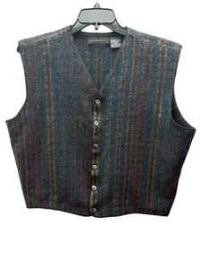 Jhane Barnes Vintage Men’s Sweater Vest Size Large V-Neck Wool Blend Colorful - Picture 1 of 5