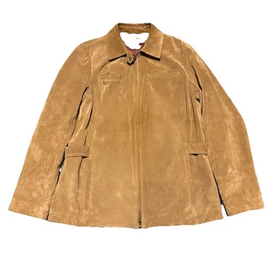 Chaqueta Eddie Bauer Mujer Cuero Marrón Seattle Gamuza Doble Cremallera Talla Grande Foto 1 de 4