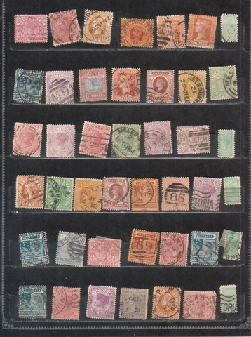 Australia Victoria state lot of 43 MH & used stamps some nice cancels locations Cover