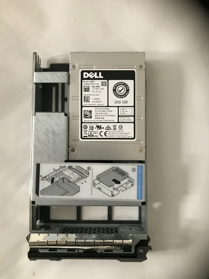 X1RMG DELL TOSHIBA THNSF8200CCSE 3.5” 200gb SATA R420 R430 R530 R720 R320 T620 - Image 1 of 1