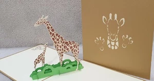 Luxurious 3D Pop Up Card.  Giraffes🦒in Safari Park, Birthday, Get Well, Blank  - Picture 1 of 5