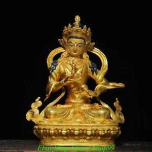 Tibet Nepal Bronze Gilt Painting Vajradhara Vajrabhairava Goddess Buddha Statue - Picture 1 of 9