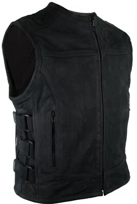 MDM Racing Lederweste Bikerweste Kutte Motorradweste Büffelleder Matt schwarz