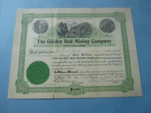 1903 - THE GOLDEN ROD MINING COMPANY - STOCK CERTIFICATE - South Dakota - Picture 1 of 1