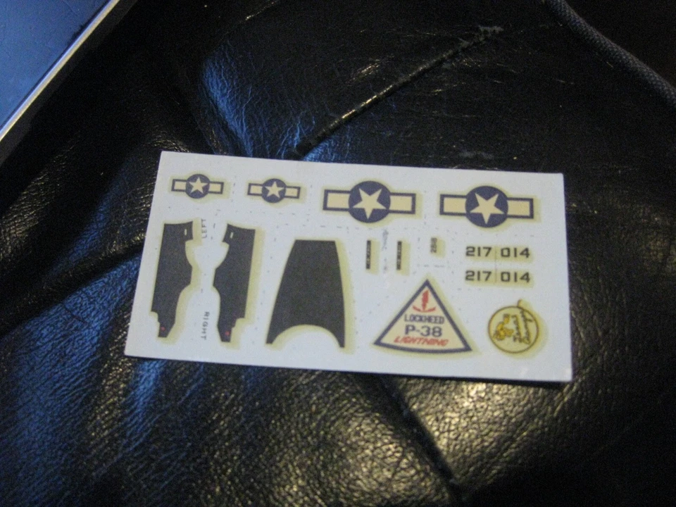 Lockheed P-38 Lightning Decal Sheet  from a 1/72 scale Aurora kit - Image 1 of 1