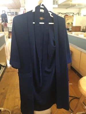 men's vintage SEARS velour belted bathrobe robe- navy blue-chest sz 36-48 E54 - Image 1 of 2