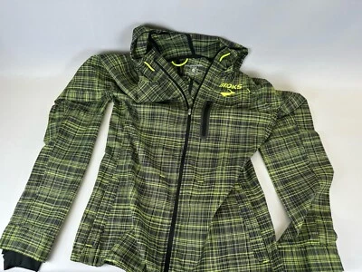 Brooks Jacket Womens Medium M Neon Green Black Stripe - Image 1 of 4