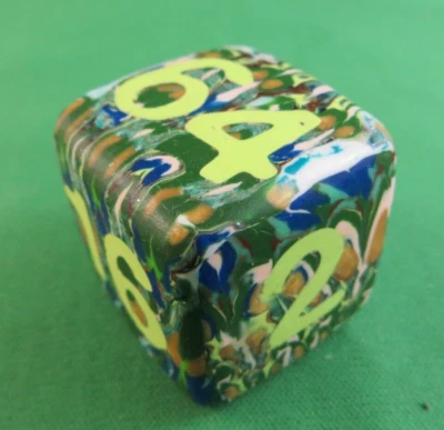 Jena's Handmade Backgammon Doubling Cube 32mm Yellow Green Blue One of A Kind #3 - Image 1 of 4