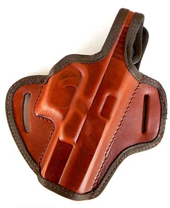 BROWN LEATHER OWB BELT SLIDE HOLSTER w/ THUMB BREAK for RUGER SR9 - Picture 1 of 9