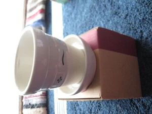 Longaberger Pottery-Flower pot and Base-31142-off white/green trim-box - Picture 1 of 5