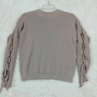 J.O.A. Suéter Pullover Gris Con Cordones Manga Larga Tejido Apretado Los Angeles para Mujer M Foto 1 de 4