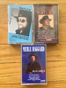 WAYLON JENNINGS + MERLE HAGGARD 3xCASSETTE LOT blue jungle hangin tough country - Picture 1 of 2