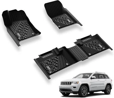 Alfombrillas 3W para Jeep Grand Cherokee todo clima ajuste personalizado TPE revestimiento de coche negro Foto 1 de 4