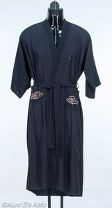 Vintage 60er-70er Herren schwarz Poly Kimono Robe mit Drachendesign Made in Hong Kong Betriebssystem - Bild 1 von 5