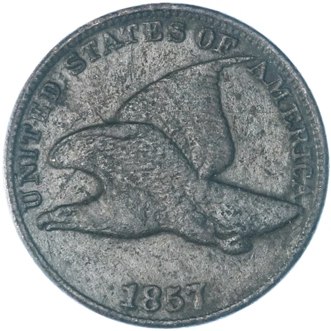 1857 (P) Flying Eagle Cent Very Fine Penny VF Dark See Pics F567 Cover