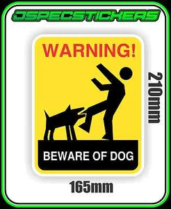 DOG WARNING STICKER BEWARE OF ANIMAL VINYL DECAL NOT A SIGN 21cmx16.5cm - Picture 1 of 1