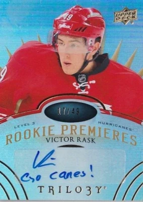2014-15 Upper Deck Trilogy #180 Victor Rask AUTO 17/49 RC - Image 1 of 2