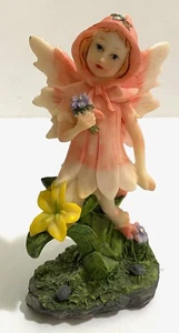 VINTAGE POLYSTONE FAIRY WITH PINK DRESS, 5" TALL - Picture 1 of 1