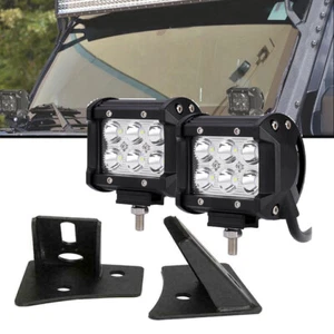 4" LED Work Light Bar Spot Pods + Mounting Bracket For Jeep Wrangler JK 2007-18 - Picture 1 of 12