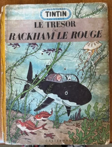 Hergé Tintin Le Trésor de Rackham Le Rouge Médaillon Bleu B-7 1952 RARE - Picture 1 of 13