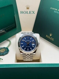 Rolex Datejust 41 NEW 2025 Blue Index Dial Stainless Steel Fluted Bezel Jubilee - Picture 1 of 9