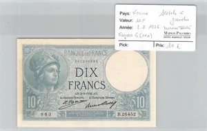 BILLET FRANCE - 10 FRANCS - 02/08/1926 - FAYETTE 6(11 a) - N°661276863 - *** - - Imagen 1 de 2