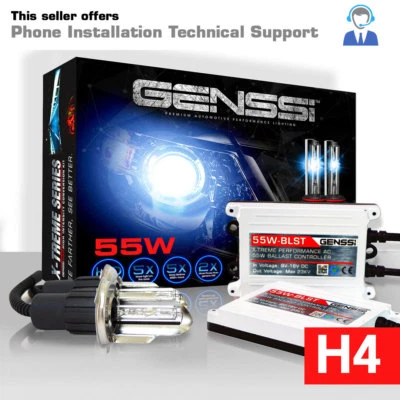 GENSSI H4 HID Headlight Conversion Kit Low Beam 55w X Treme Upgrade 8000k - Image 1 of 4