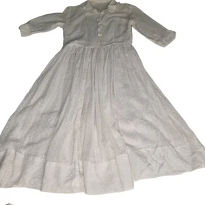 Vintage 1930's 30's Dress Sheer White Cotton Fits XS-S Side Zip Retro SEE PICS - Picture 1 of 14