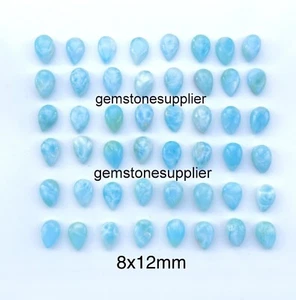 5 Stück Natürliche Larimar Birne Cabochon Kalibriert Edelstein Großhandel 8x12 mm - Bild 1 von 5