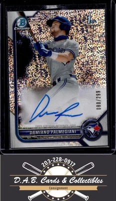 2022 Bowman Damiano Palmegiani Chrome Speckle Refractor Auto #/299 Blue Jays E02 - Image 1 of 2
