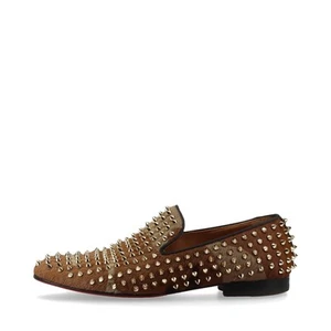 Christian Louboutin Rollerboy Cowhide Loafer 40 Men's Khaki Spike Studs There is - Picture 1 of 16