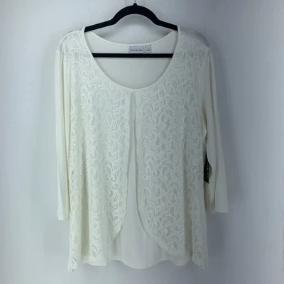 Top túnica grande Kim Roger’s para mujer superposición de encaje Cottagecore femenino elástico NUEVO Foto 1 de 4