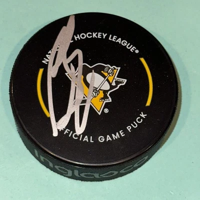 RON FRANCIS Signed Pittsburgh PENGUINS Official GAME Puck Beckett (BAS) - Image 1 of 3
