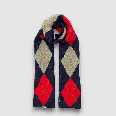 Vintage Polo Ralph Lauren Wool Scarf Classic Knitted Argyle Winter Scarves - Image 1 of 4
