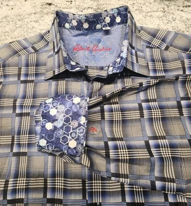 ROBERT GRAHAM SHIRT MENS XL BLUE GRAY PLAID BUTTON DOWN CLASSIC FIT COTTON PLAID - Picture 1 of 10