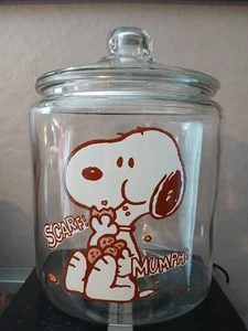 Vintage 80er Jahre Peanuts Snoopy Glas Sammlerstück Keksdose - Bild 1 von 7
