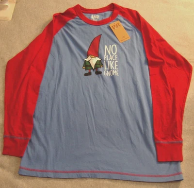 Camisa Pijama Lazy One Adulto M Camiseta NO PLACE LIKE GNOME 100% Algodón NUEVA con Etiqueta Foto 1 de 4