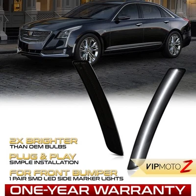 Smoke LED Strip Front Side Marker Lights Lamps For 2016-2020 Cadillac CT6 Pair - Image 1 of 4