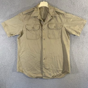 Camisa Militar De Colección Años 70 Hombres Mediana Caqui 8.2 OZ Algodón Sarga Uniforme Ejército Tono 1 - Imagen 1 de 10