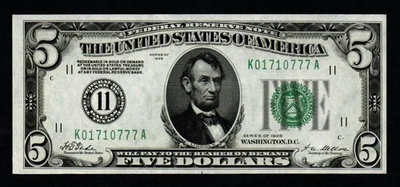 1928 $5 GOLD DEMAND DALLAS District UNCIRCULATED Federal Reserve Note! - Image 1 of 2