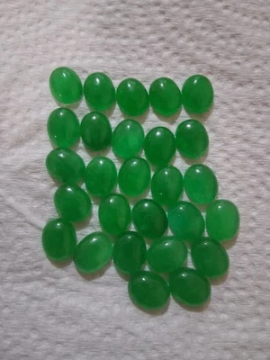 27 Oval Cut Natural Jade 10×8mm 74.5 Ct Foto 1 de 4