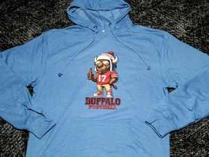 Felpa con cappuccio pullover Buffalo Football blu royal French Terry XL nuova - Foto 1 di 4
